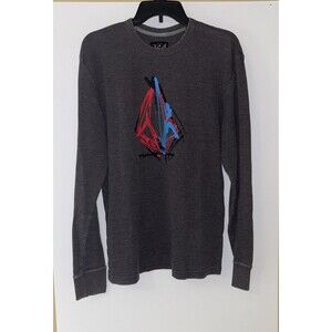 Y2K Volcom Waffle Men Knit L/S Skateboard Waffle Shirt Thermal Large Chest 39"